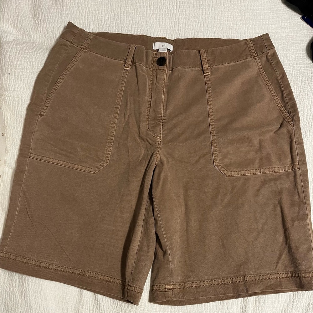 J. Jill Brown Bermuda Shorts Relaxed Fit Cotton
